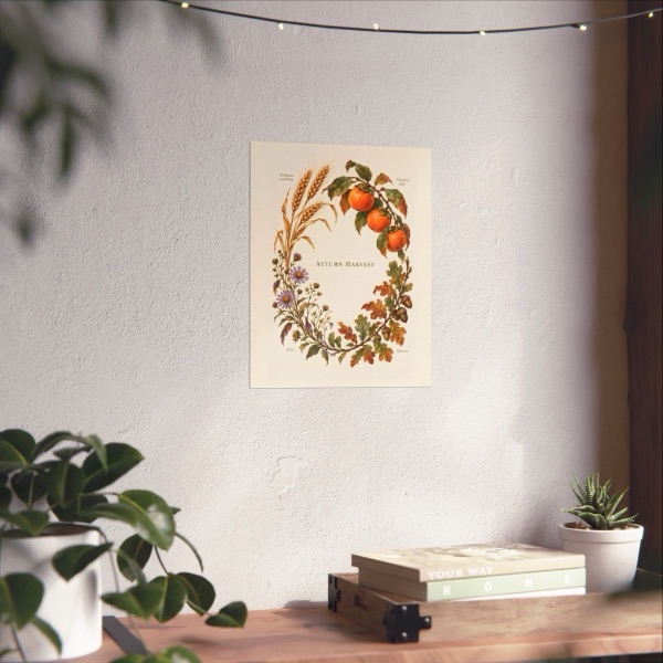 Autumn Harvest, shown framed in a room