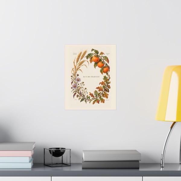 Autumn Harvest, shown framed in a room