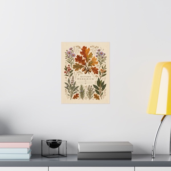 Thanksgiving Autumn Herbarium Table, shown framed in a room