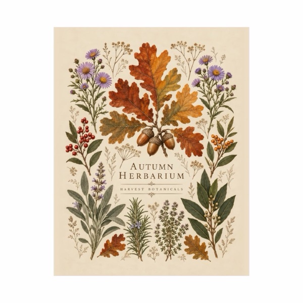 Thanksgiving Autumn Herbarium Table, the print