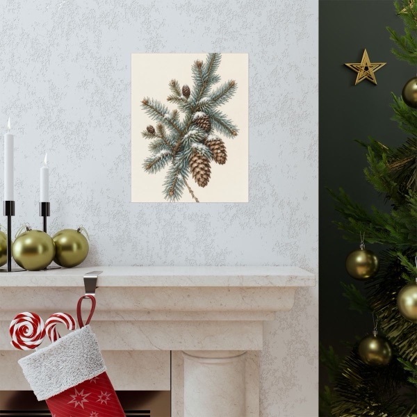 Winter Spruce Herbarium, shown framed in a room