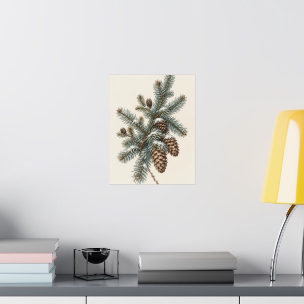 Winter Spruce Herbarium, shown framed in a room