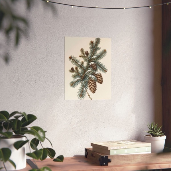 Winter Spruce Herbarium, shown framed in a room
